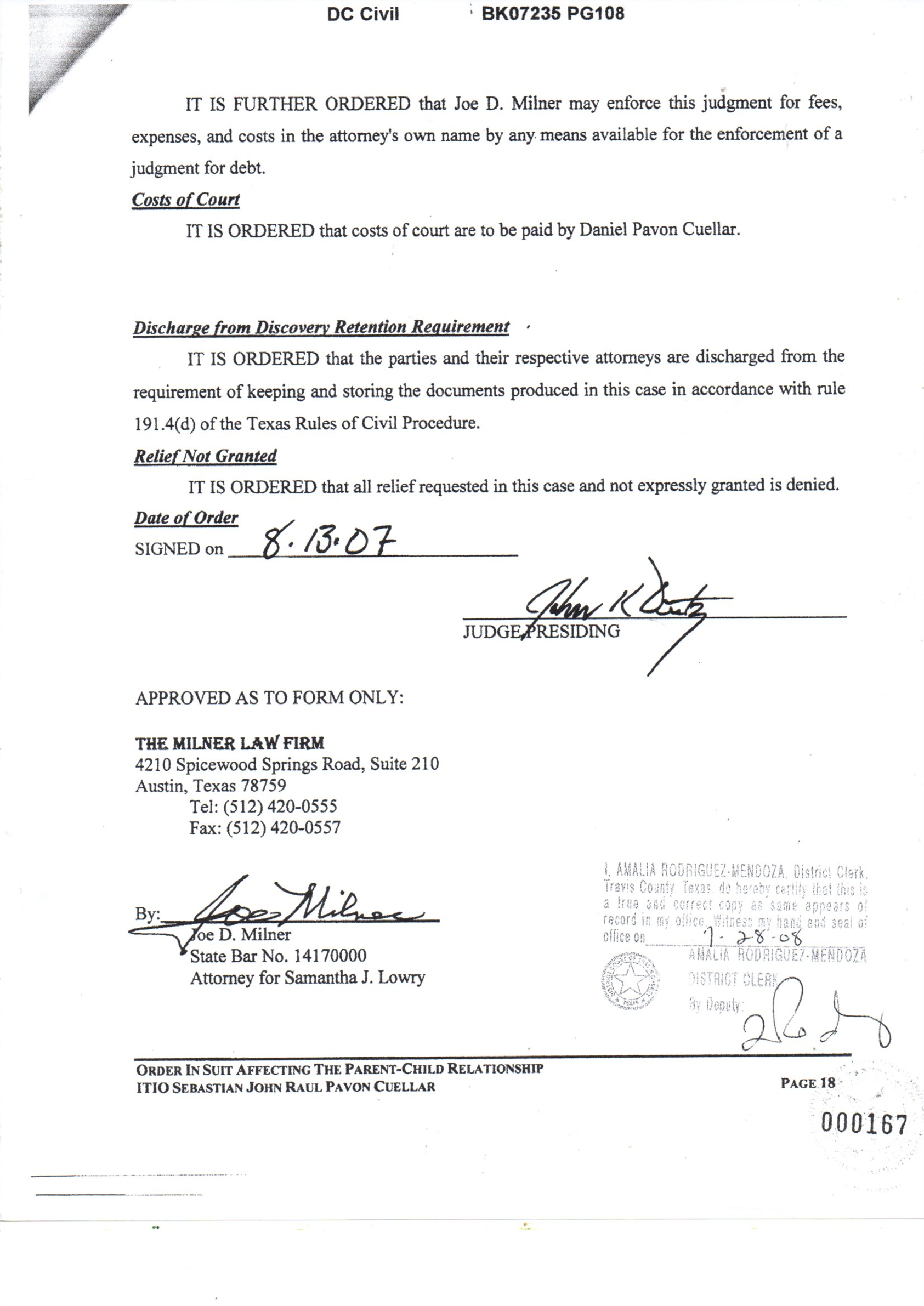 "The Court Finds" Means Judge John K Dietz Crimes
Case Exposes ORGANIZED CRIMES IN TRAVIS COUNTY
AUSTIN TEXAS CRIMINAL ORGANIZATION FOR MILLIONS
HOMICIDE, KIDNAPPING, ILLEGAL SALE OF REAL ESTATE
WARRANTS FOR ARREST AGAINST JUDGE JOHN DIETZ 
LIVE CASE 2025 AUSTIN TEXAS NEWS AUSTIN TEXAS
WARRANTS VS JOE MILNER AND JAMI MILNER TOO
FOR HOMICIDE, KIDNAPPING AND 35 Million SCAM