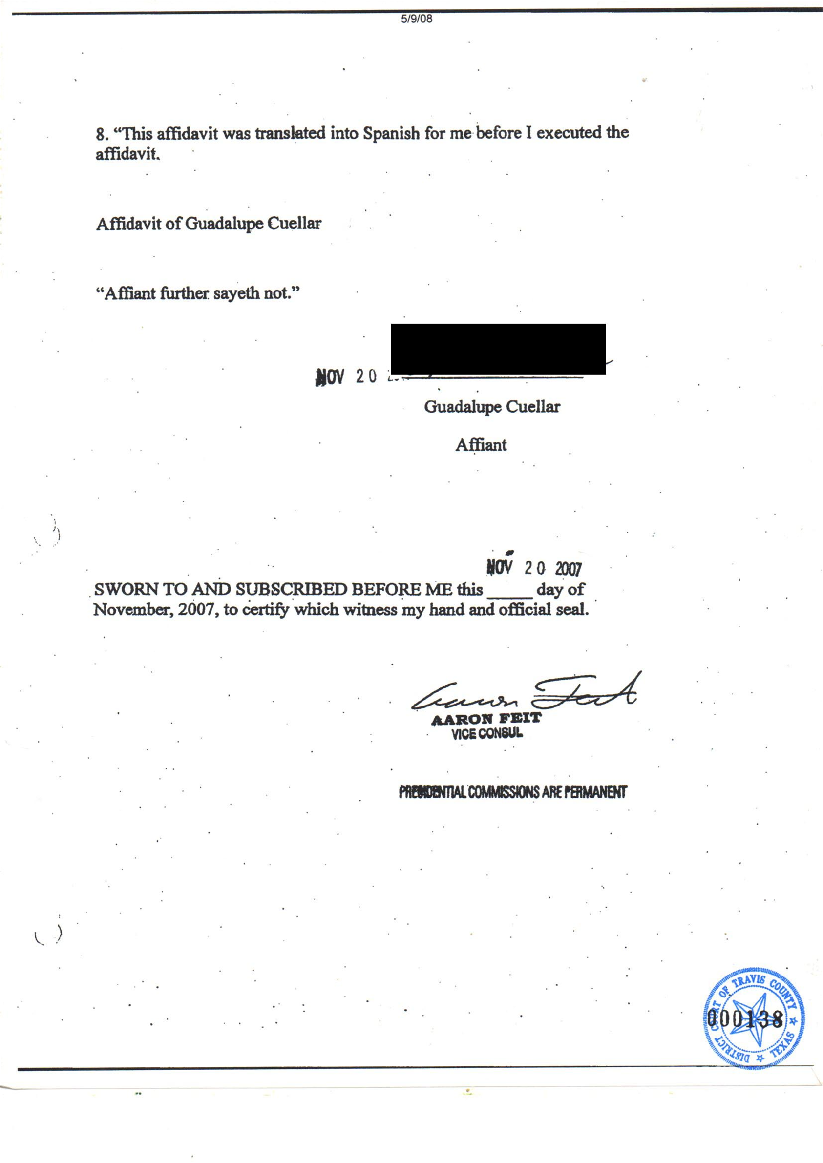 SEE DATE OF THIS AFFIDAVIT AND UNTIL WHEN IT WAS FILED IN COURT
FILED AFTER HOMICIDE, To Sell Illegally The Land of The Victim  in Texas